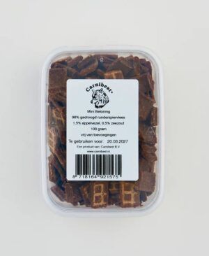Carnibest Mini beloning 100 gr/doosje (100% gedroogd runderspiervlees)