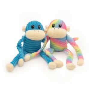 Zippypaws - Spencer the Crinkle Monkey 2-pack Small Rainbow and Blue